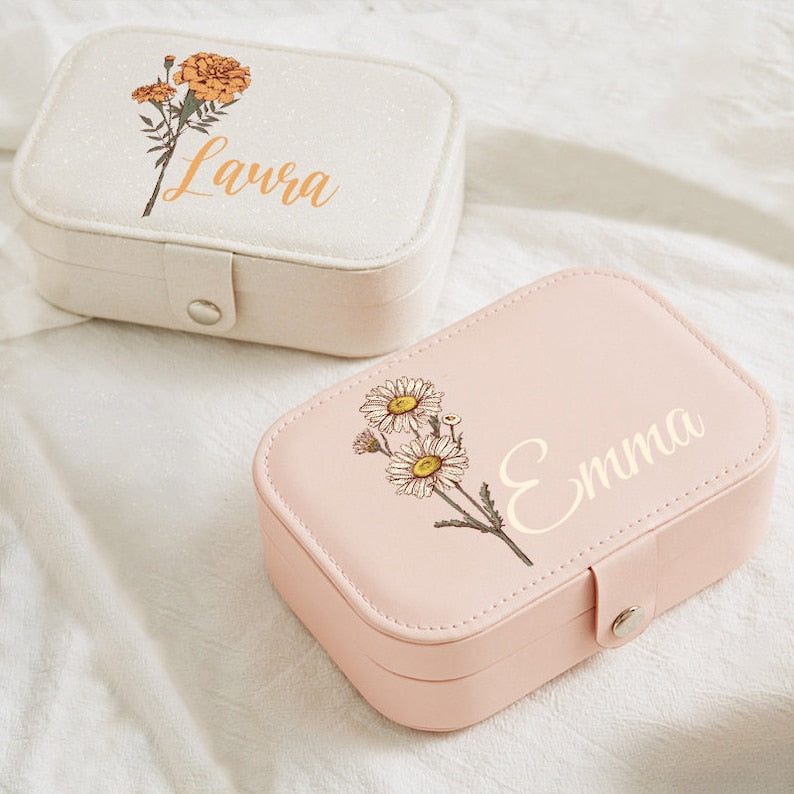 Personalized Birth Flower Jewelry Box